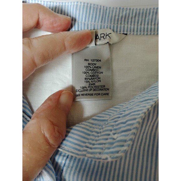 John Mark Women's Boho Top Size XL Linen Colorful Floral Embroidered Cottage - Picture 6 of 7